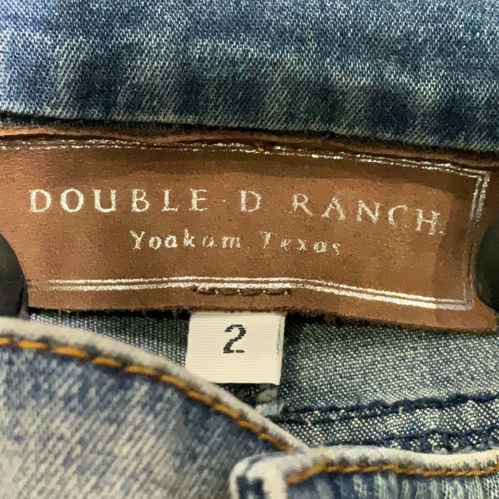 VTG Double D Ranch Blue Denim Embroidered Studded Skirt SZE2 Western Yellowstone - Picture 4 of 8